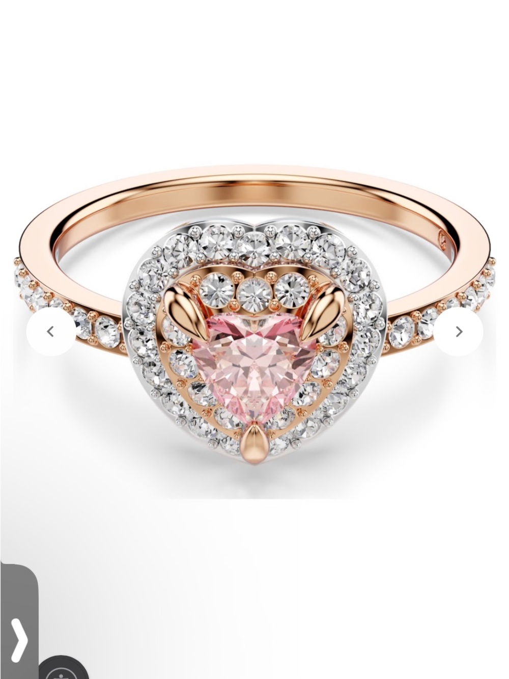 Swarovski Rose-Tone Heart Ring with Crystal Pavé-size 8!